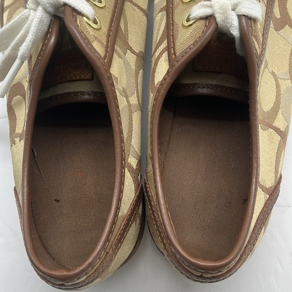 Coach Dee Logo Tennis Shoe Lace Up Brown Sneaker Size 7B Athletic Preppy Retro - Picture 13 of 17